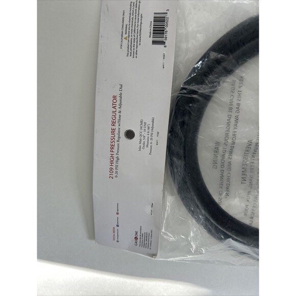 Gas One 2109 4 ft 0-20 PSI High Pressure Regulator Hose & Adjustable Dial New - Picture 5 of 5